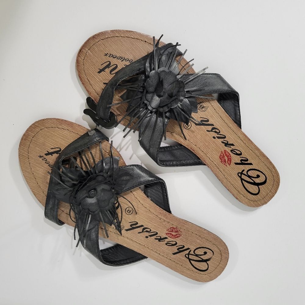 Cherish black floral sandals